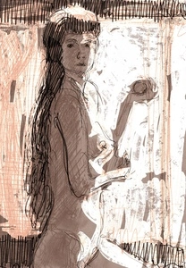 Artwork titled: 'by window with fruit'