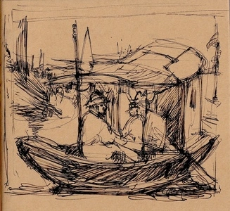 Artwork titled: 'monet on boat'